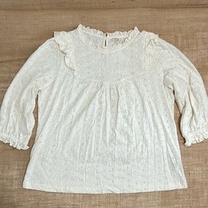 FatFace Sienna Broderie Off-White Eyelet Blouse - W 10